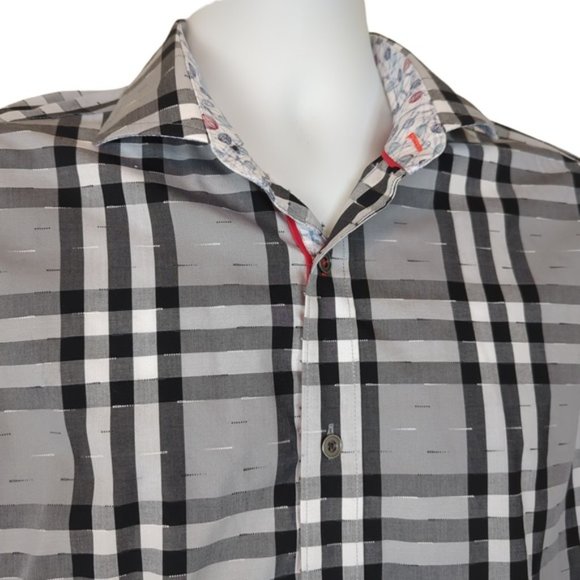 Jermyn & Bond Black White Check Modern Fit Cotton Button Down Shirt - Picture 3 of 13